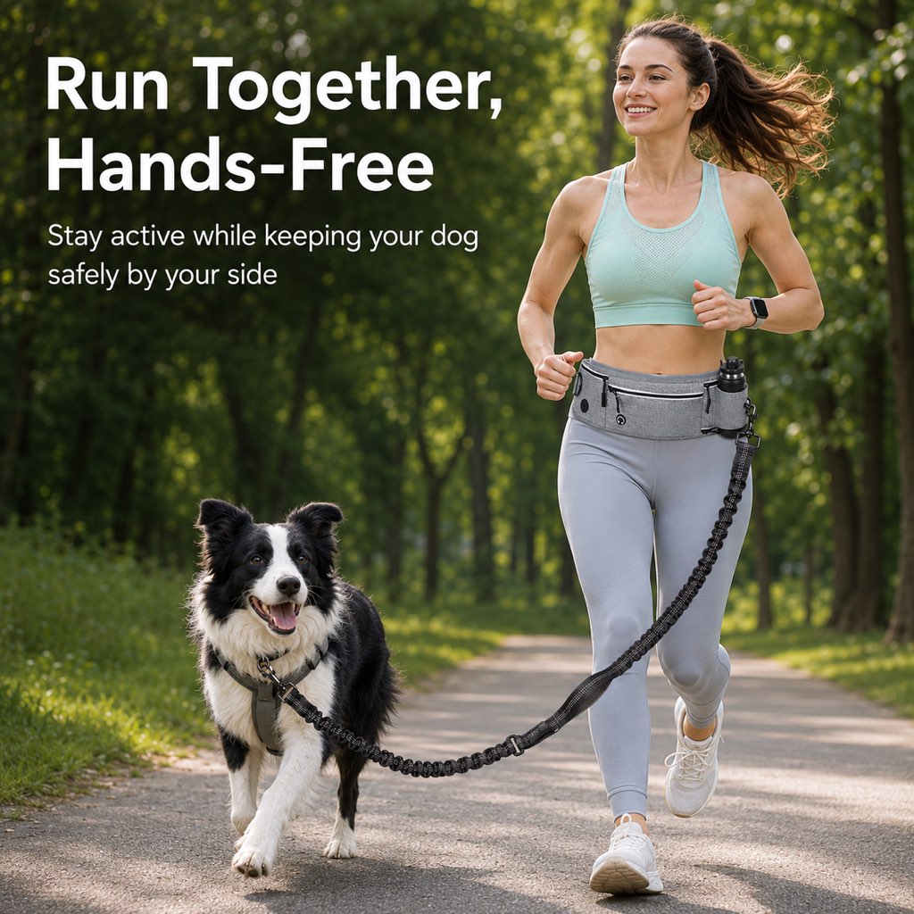 Paws in Awe Hands-Free Dog Running Leash Waist Belt – Shock Absorbing & Reflective, Perfect for Jogging, Hiking & Outdoor Walks with Your Dog image 2