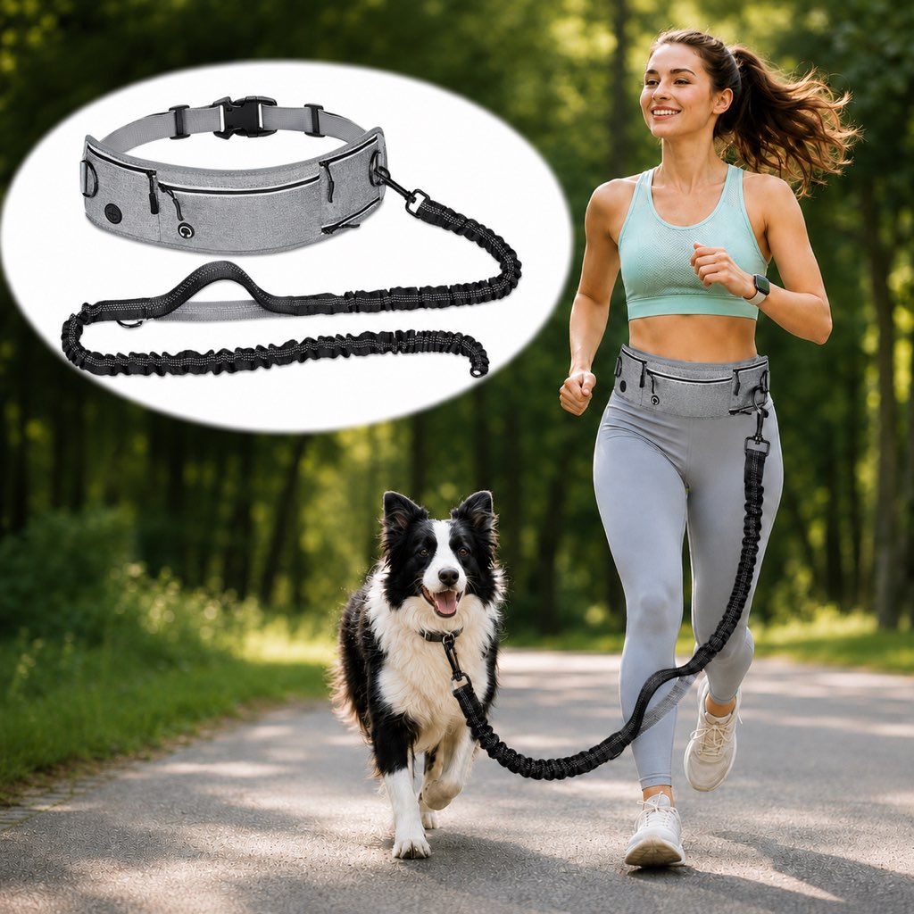 Paws in Awe Hands-Free Dog Running Leash Waist Belt – Shock Absorbing & Reflective, Perfect for Jogging, Hiking & Outdoor Walks with Your Dog image 1