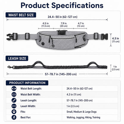 Paws in Awe Hands-Free Dog Running Leash Waist Belt – Shock Absorbing & Reflective, Perfect for Jogging, Hiking & Outdoor Walks with Your Dog image 4