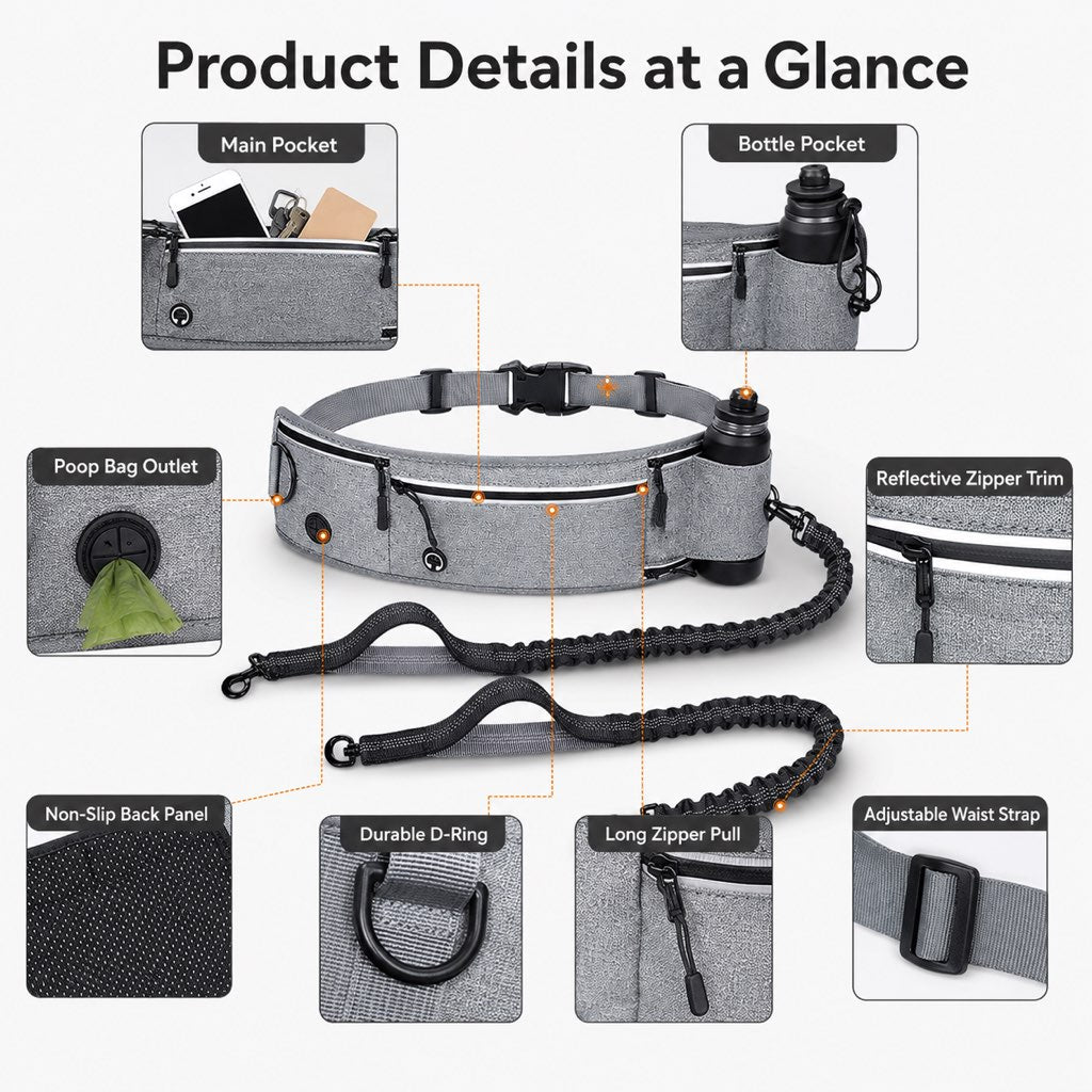Paws in Awe Hands-Free Dog Running Leash Waist Belt – Shock Absorbing & Reflective, Perfect for Jogging, Hiking & Outdoor Walks with Your Dog image 8