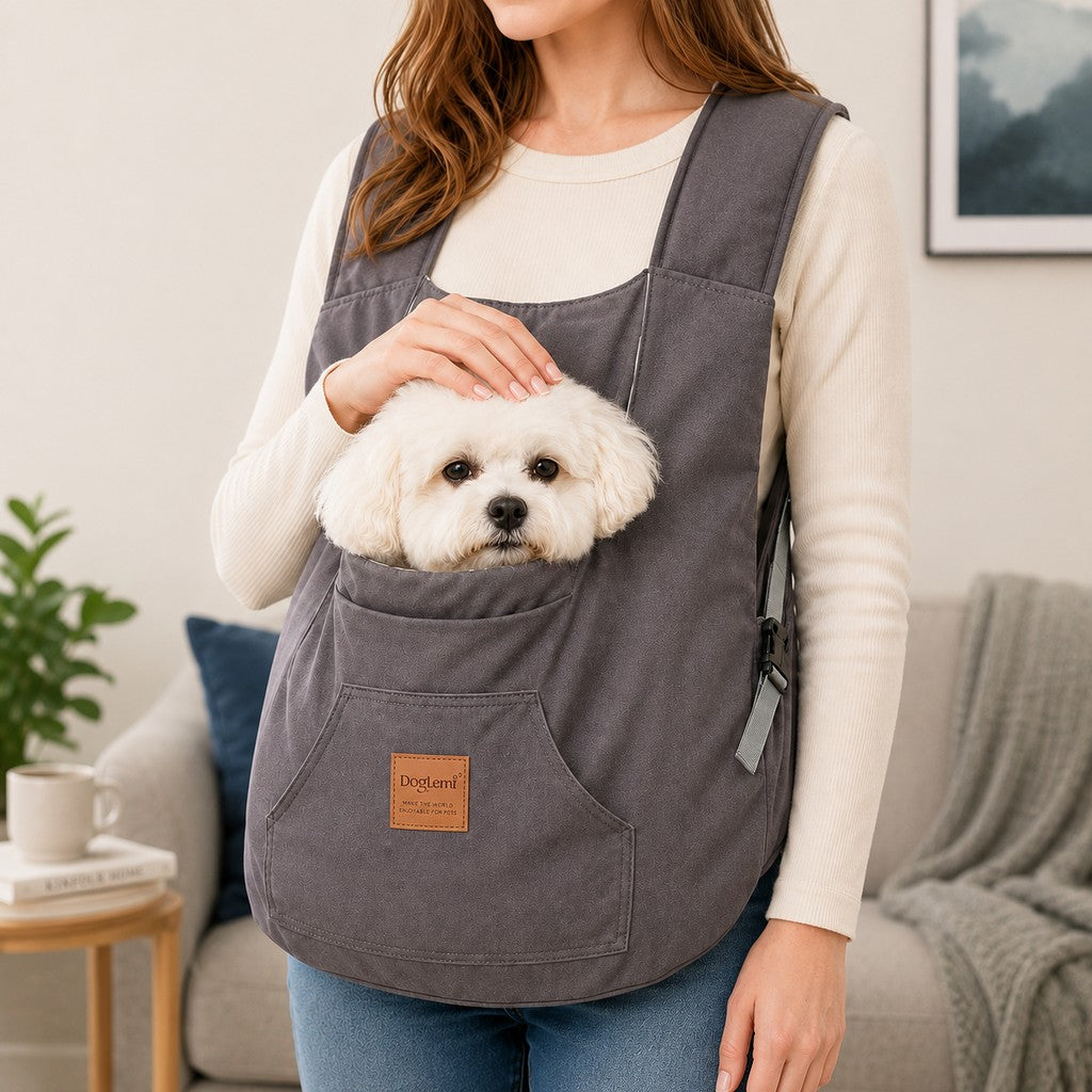 Paws in Awe Hands-Free Front Pet Carrier for Small Dogs & Cats - Comfortable Carry for Walking, Shopping & Travel image 1