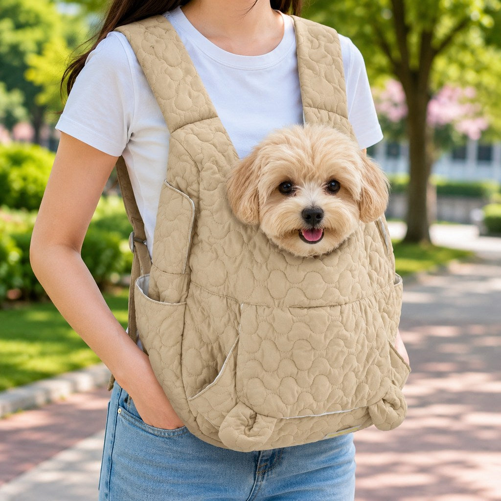 Paws in Awe Hands-Free Front Pet Carrier Backpack for Small Dogs & Cats - Comfortable Carrying for Walks & Travel image 1