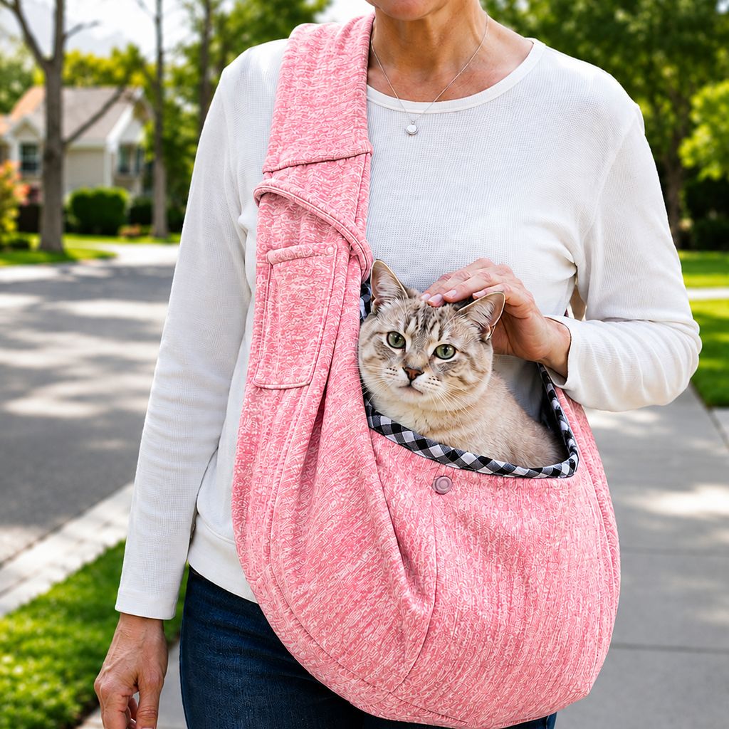 Paws in Awe Hands-Free Pet Sling Carrier for Small Dogs & Cats - Wide Strap Shoulder Bag for Walks, Errands & Vet Visits image 8