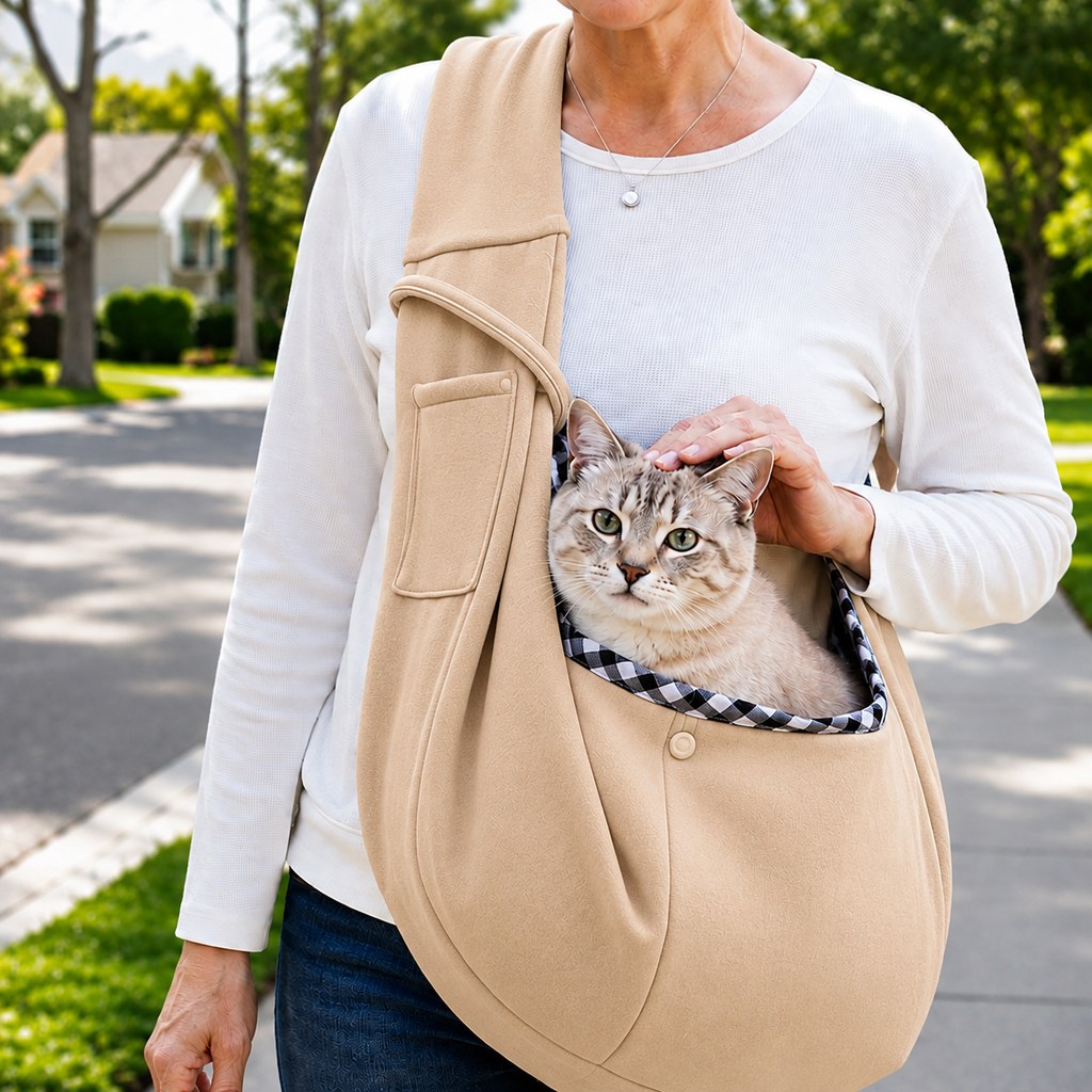 Paws in Awe Hands-Free Pet Sling Carrier for Small Dogs & Cats - Wide Strap Shoulder Bag for Walks, Errands & Vet Visits image 14