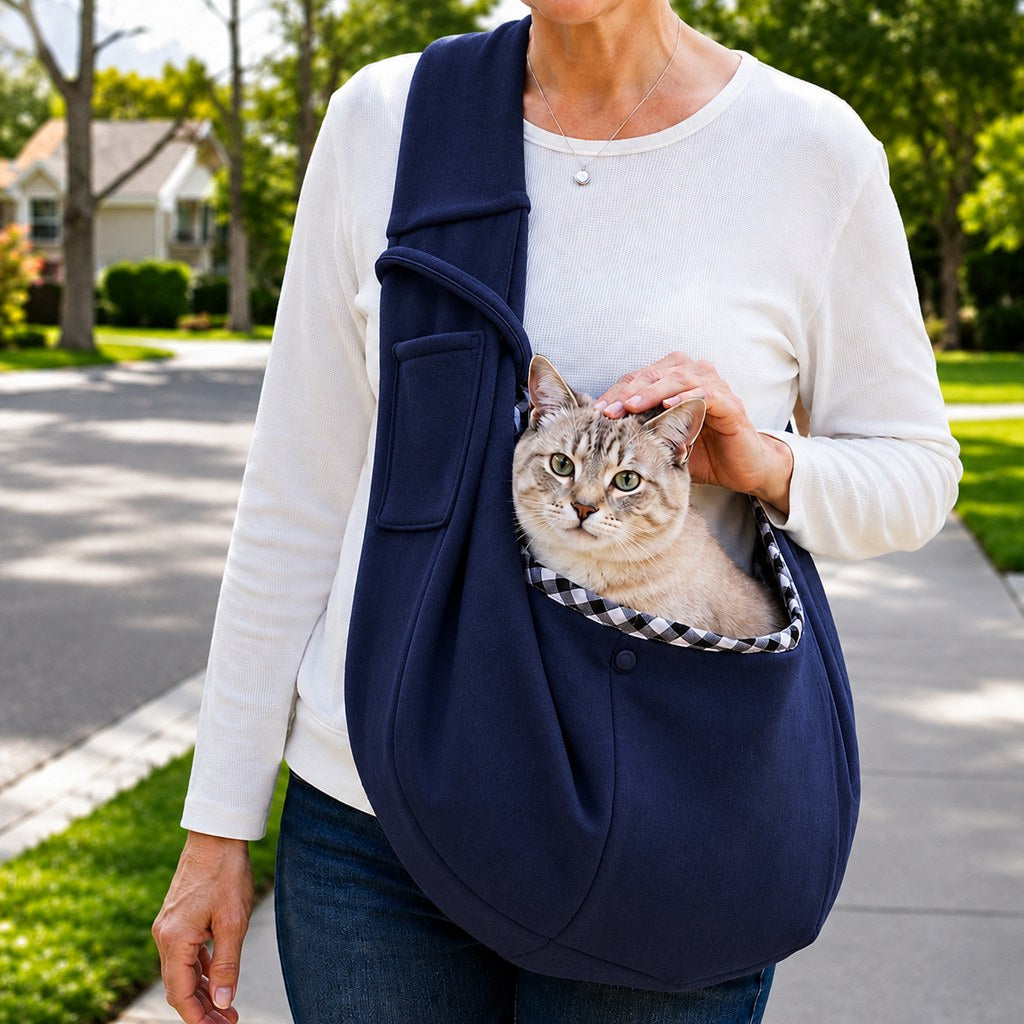 Paws in Awe Hands-Free Pet Sling Carrier for Small Dogs & Cats - Wide Strap Shoulder Bag for Walks, Errands & Vet Visits image 12