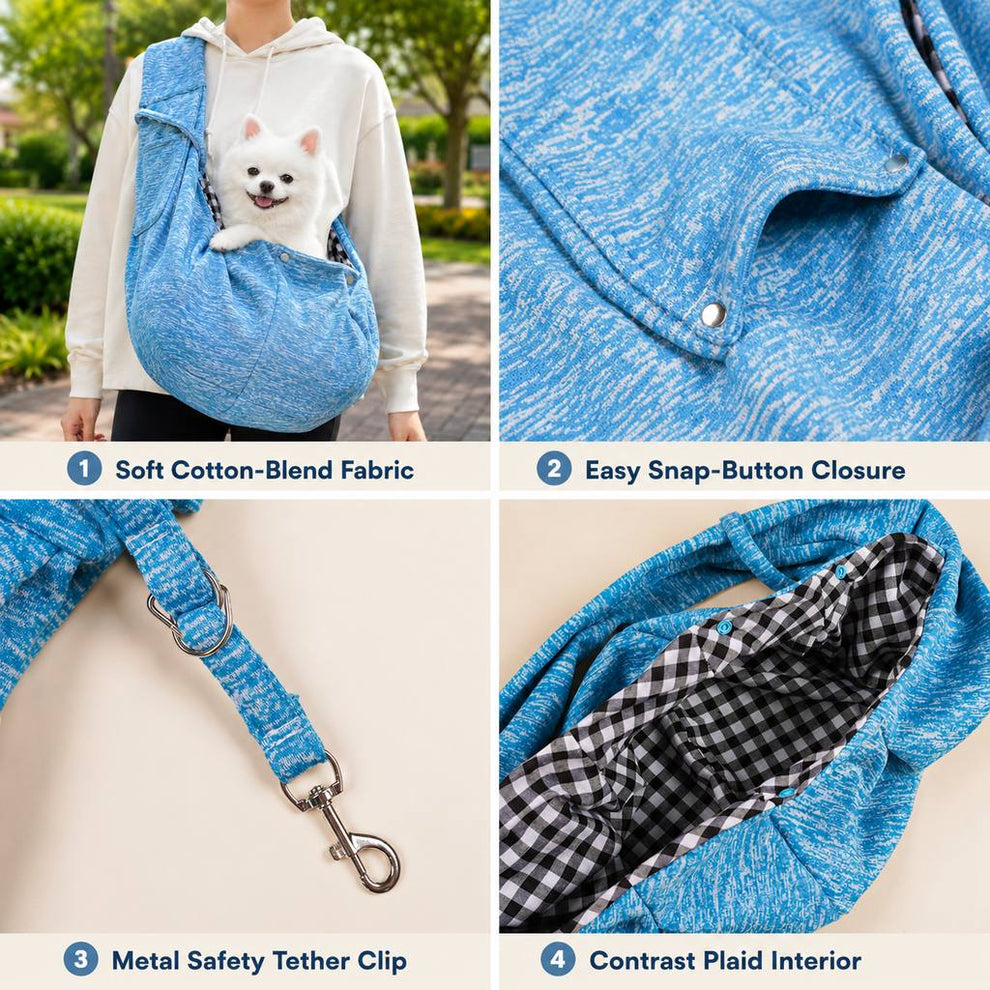 Paws in Awe Hands-Free Pet Sling Carrier for Small Dogs & Cats - Wide Strap Shoulder Bag for Walks, Errands & Vet Visits image 5