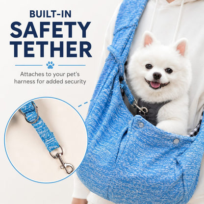 Paws in Awe Hands-Free Pet Sling Carrier for Small Dogs & Cats - Wide Strap Shoulder Bag for Walks, Errands & Vet Visits image 3