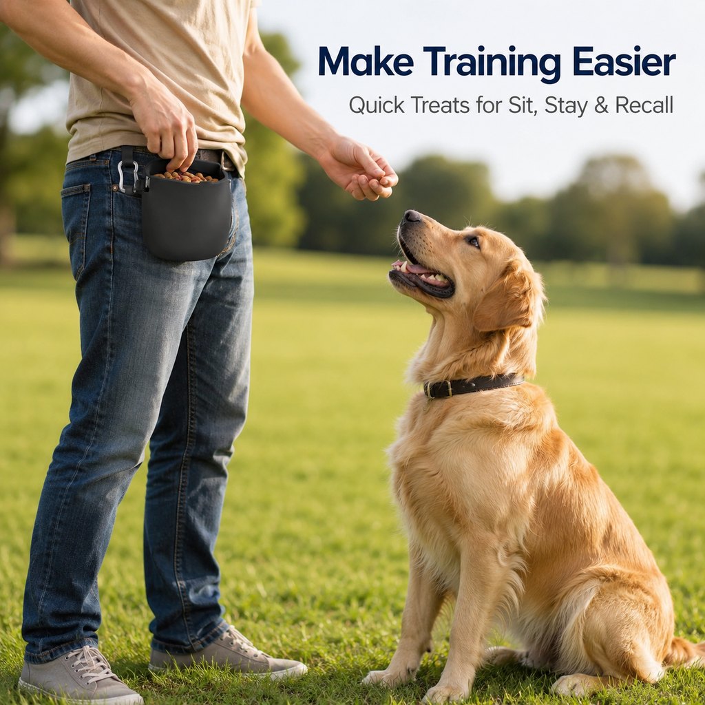 Paws in Awe Hands-Free Silicone Dog Treat Pouch for Walks & Training - Easy-Clean Reward Bag That Keeps Pockets Mess-Free image 1