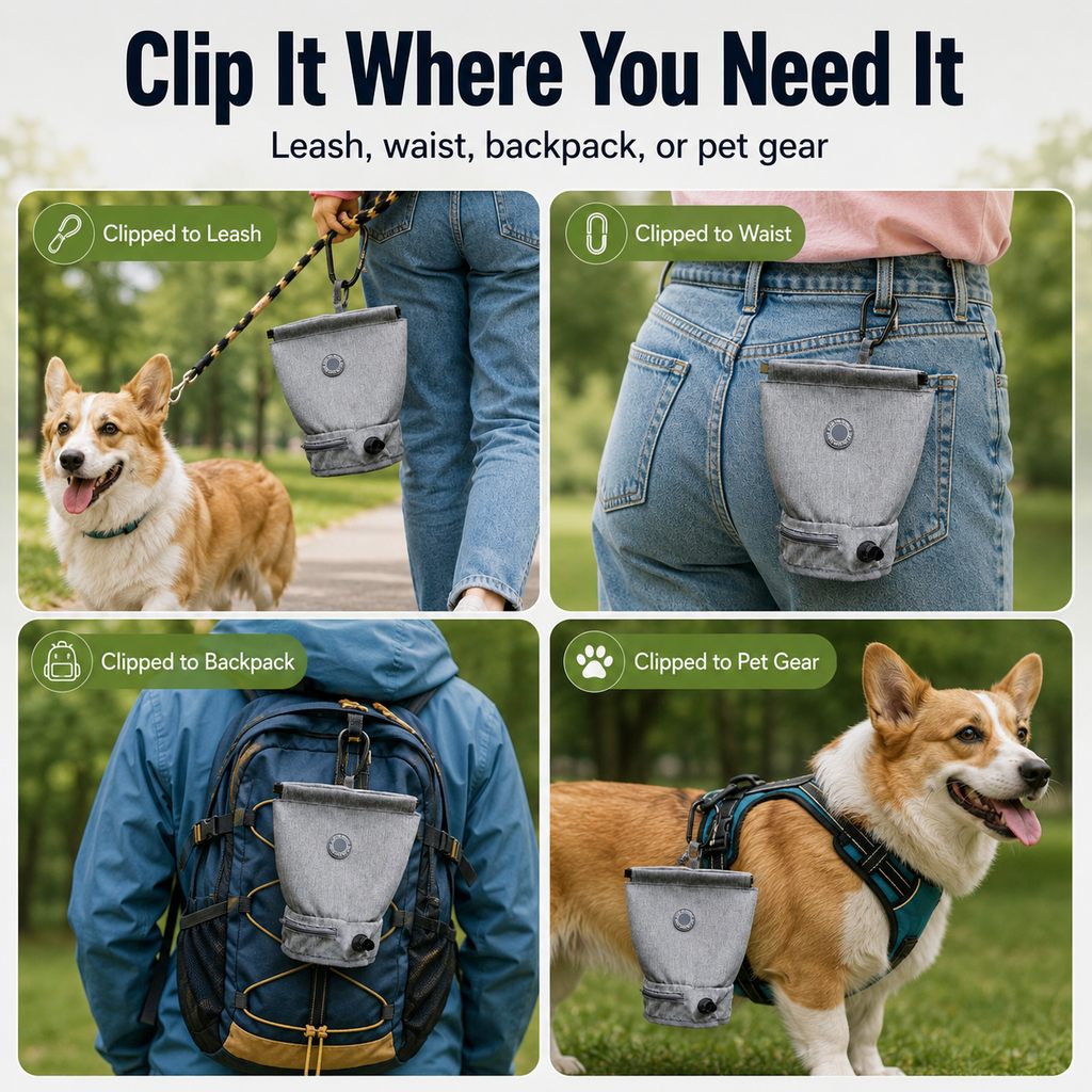 Paws in Awe Dog Poop Bag Holder for Walks - Carry Used Waste Bags Hands-Free Until the Next Trash Can image 3