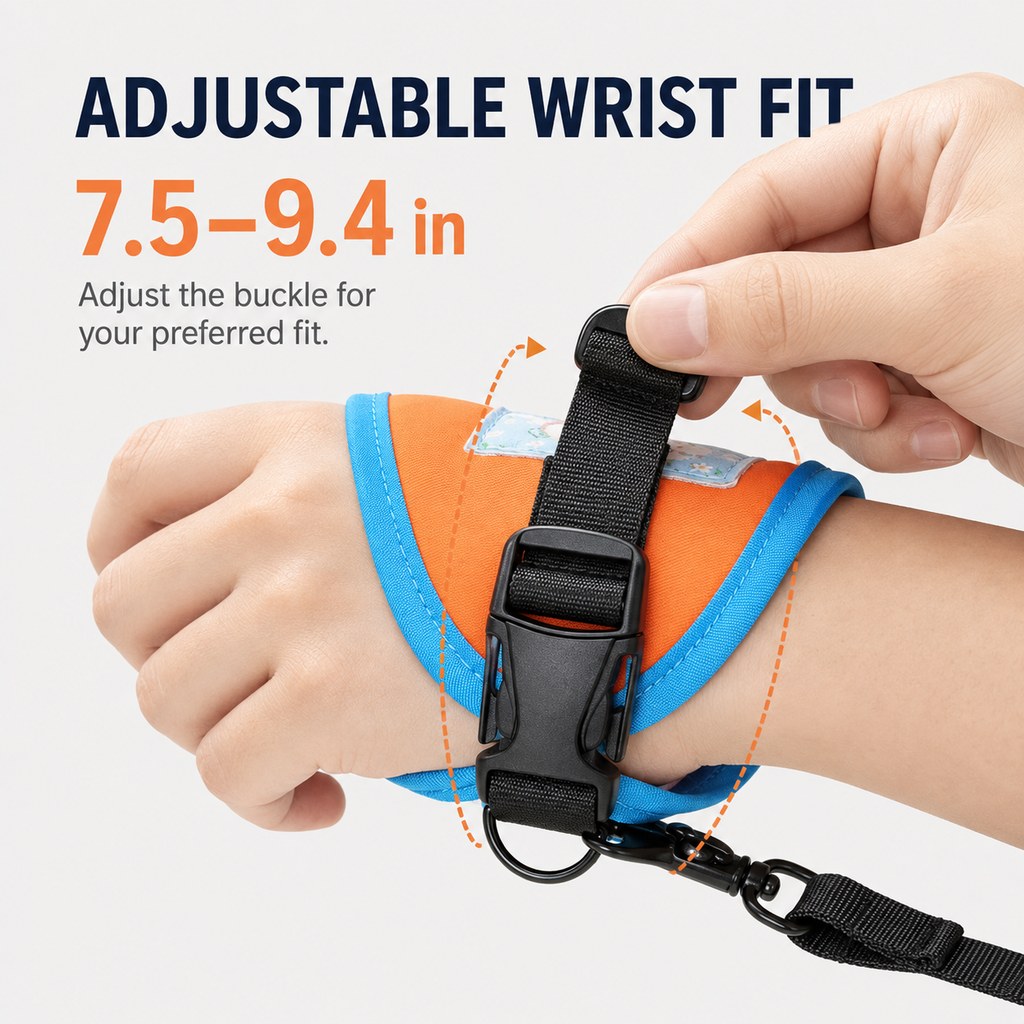 Hands-free wrist leash with metal swivel clip