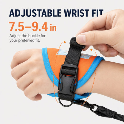 Hands-free wrist leash with metal swivel clip