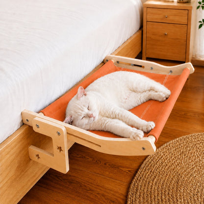 Paws in Awe Bedside Hanging Cat Hammock Bed - Space-Saving Elevated Cat Lounge for Beds, Sofas & Windows image 10