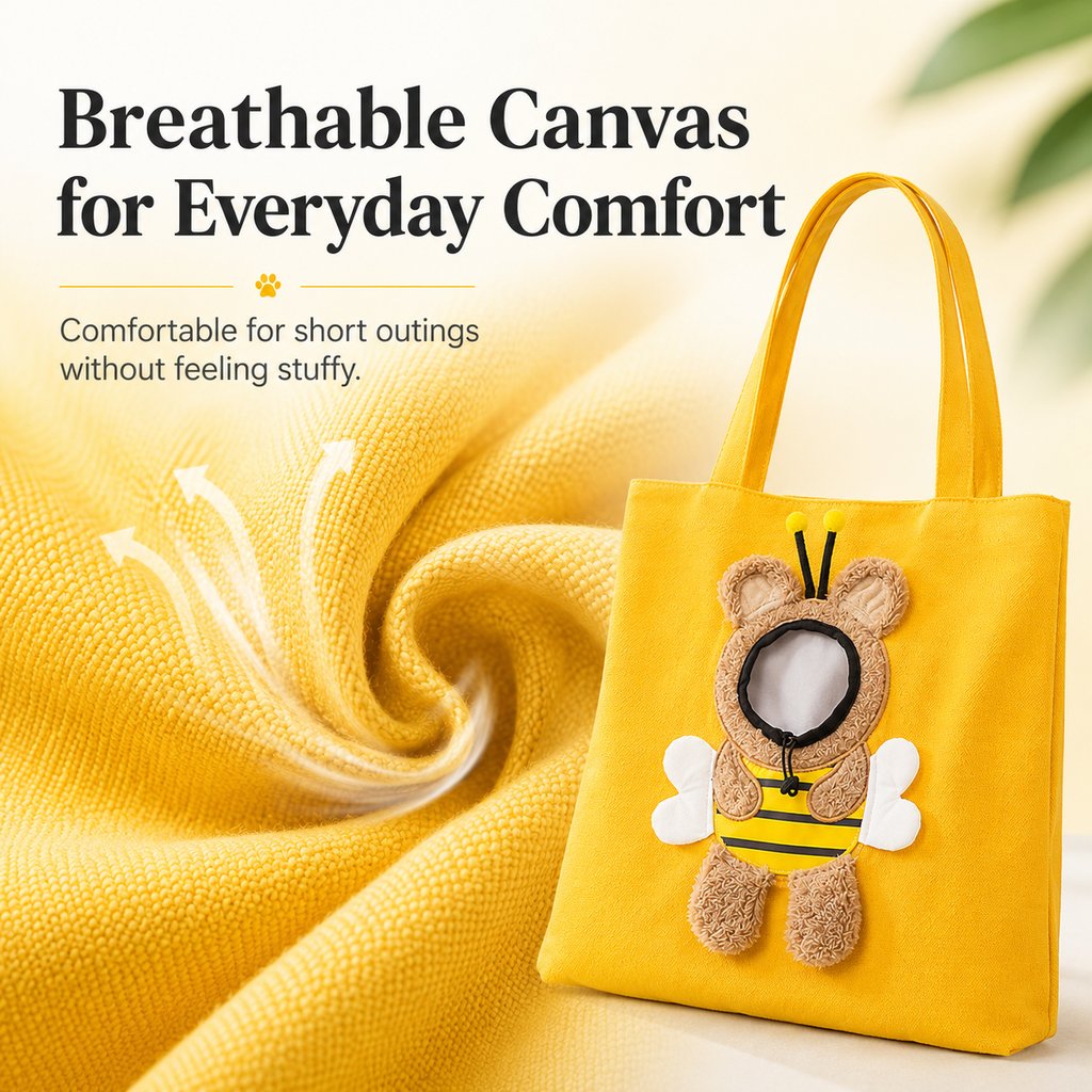 Paws in Awe Head-Out Cat Carrier Tote for Walks & Vet Visits - Lightweight Canvas Pet Bag for Cats & Small Dogs image 6