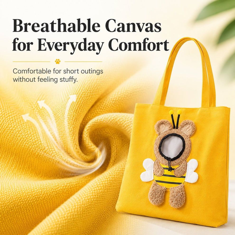 Paws in Awe Head-Out Cat Carrier Tote for Walks & Vet Visits - Lightweight Canvas Pet Bag for Cats & Small Dogs image 6