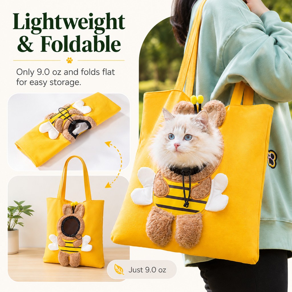 Paws in Awe Head-Out Cat Carrier Tote for Walks & Vet Visits - Lightweight Canvas Pet Bag for Cats & Small Dogs image 8