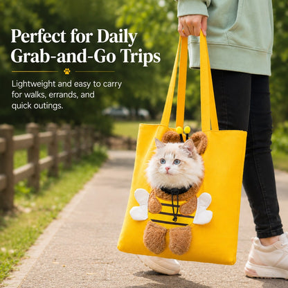 Paws in Awe Head-Out Cat Carrier Tote for Walks & Vet Visits - Lightweight Canvas Pet Bag for Cats & Small Dogs image 2