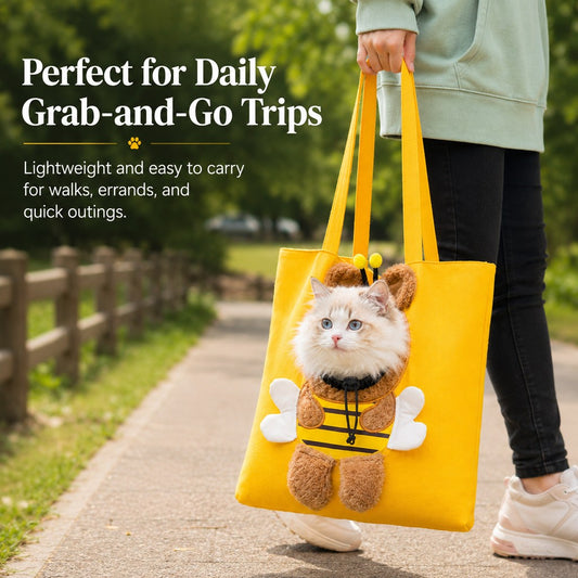 Paws in Awe Head-Out Cat Carrier Tote for Walks & Vet Visits - Lightweight Canvas Pet Bag for Cats & Small Dogs image 2
