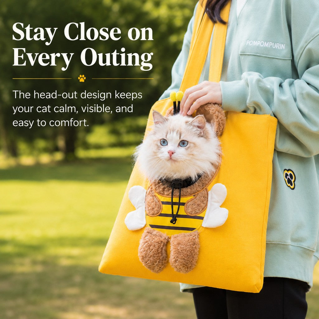 Paws in Awe Head-Out Cat Carrier Tote for Walks & Vet Visits - Lightweight Canvas Pet Bag for Cats & Small Dogs image 4