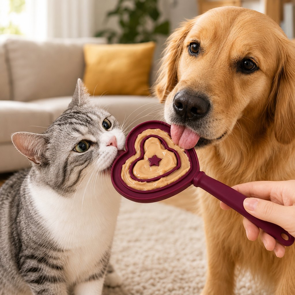 Heart pet licking wand for cats and dogs