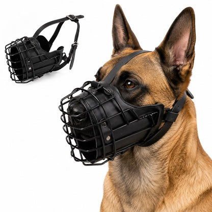Paws in Awe Heavy-Duty Black Steel Basket Dog Muzzle for Large Dogs - Safer Walks, Vet Visits & Anti-Scavenging Control image 1