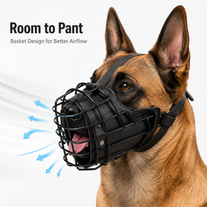 Paws in Awe Heavy-Duty Black Steel Basket Dog Muzzle for Large Dogs - Safer Walks, Vet Visits & Anti-Scavenging Control image 5