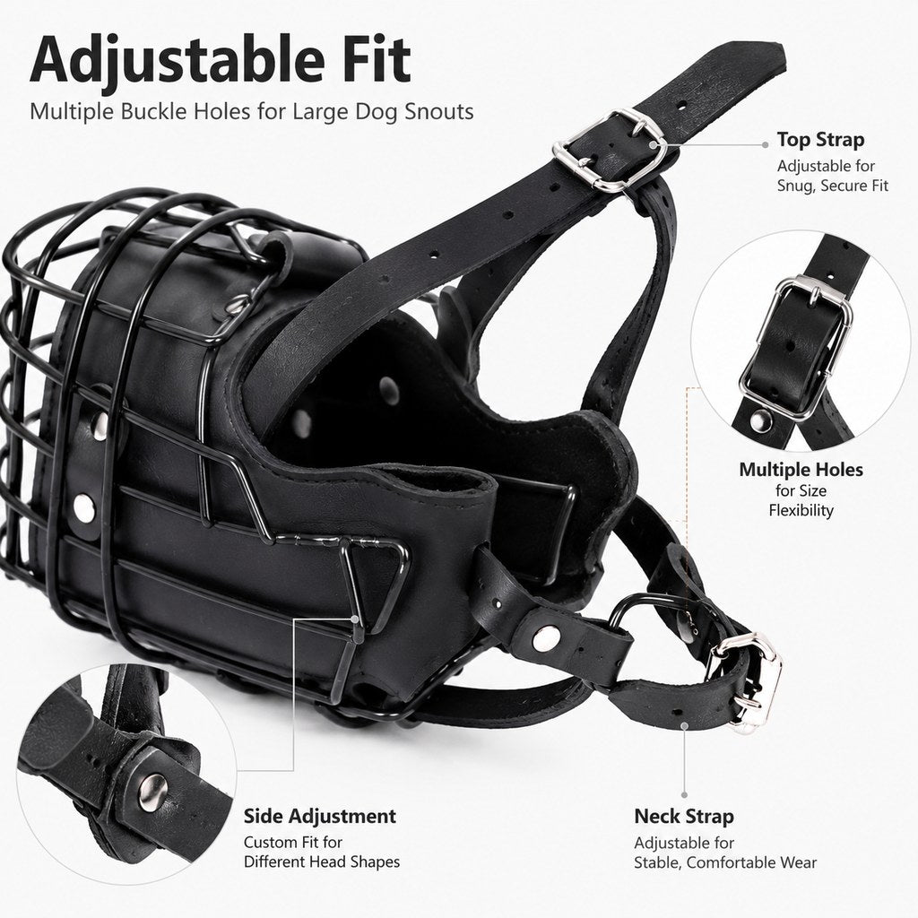 Paws in Awe Heavy-Duty Black Steel Basket Dog Muzzle for Large Dogs - Safer Walks, Vet Visits & Anti-Scavenging Control image 8