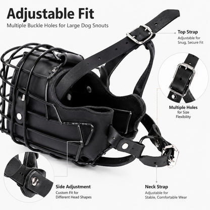 Paws in Awe Heavy-Duty Black Steel Basket Dog Muzzle for Large Dogs - Safer Walks, Vet Visits & Anti-Scavenging Control image 7