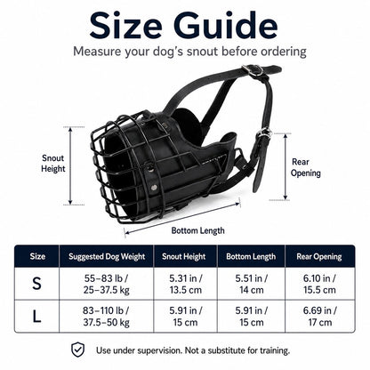 Paws in Awe Heavy-Duty Black Steel Basket Dog Muzzle for Large Dogs - Safer Walks, Vet Visits & Anti-Scavenging Control image 10