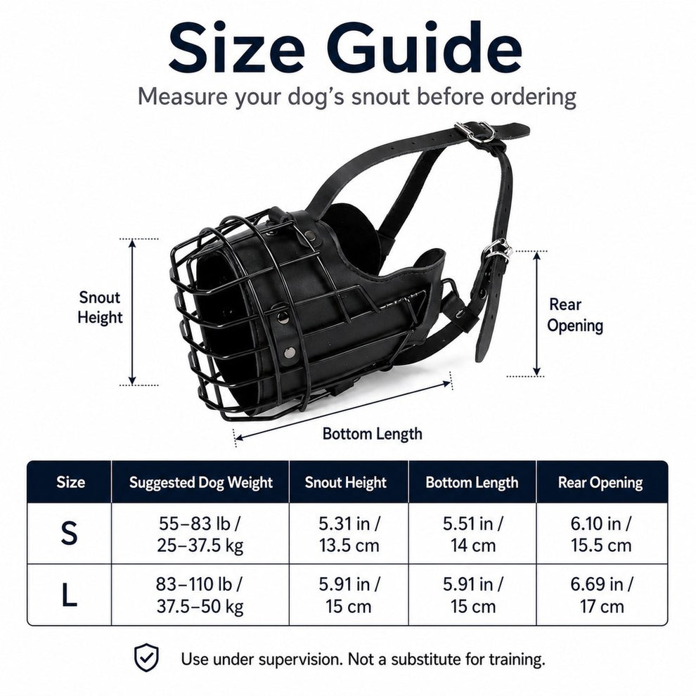 Paws in Awe Heavy-Duty Black Steel Basket Dog Muzzle for Large Dogs - Safer Walks, Vet Visits & Anti-Scavenging Control image 10