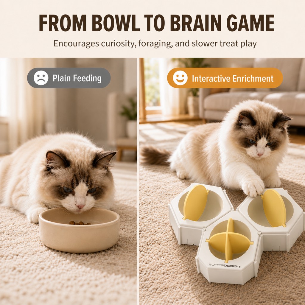 Hexagon slow feeder cat enrichment game