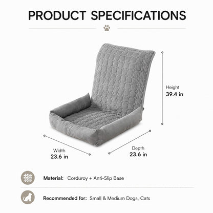 Pet car seat bed dimensions: 23.6 inches wide, 23.6 inches deep and 39.4 inches high