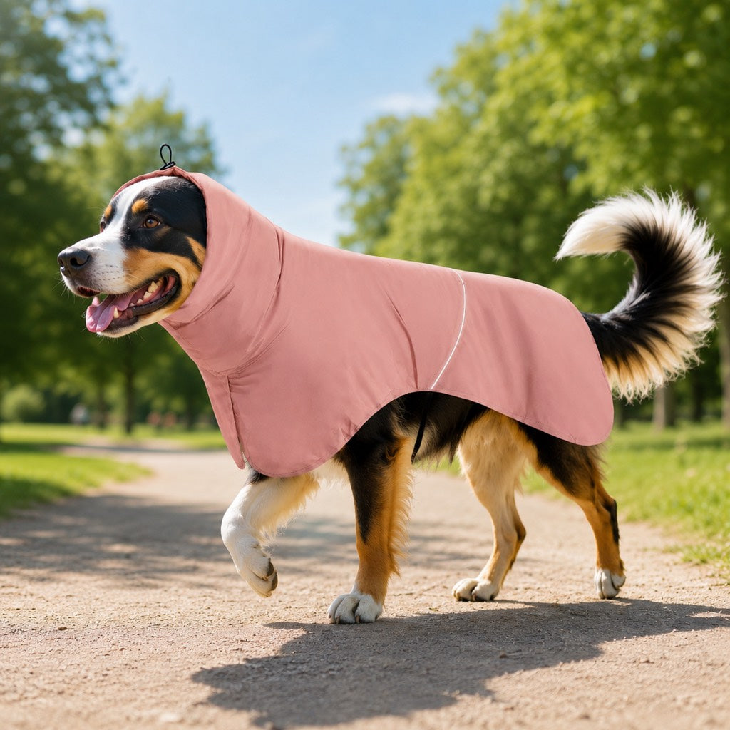 Paws in Awe Hooded Dog Sun & Rain Cape for Summer Walks - Lightweight Neck-to-Back Coverage for Drizzle, Wind & Sunny Outdoor Days image 1