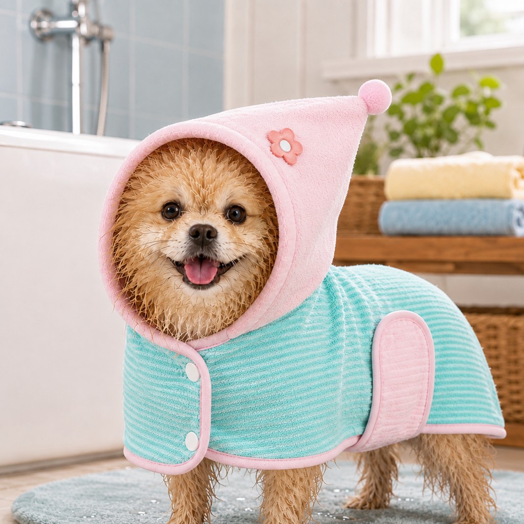 Paws in Awe Hooded Pet Drying Robe for Dogs & Cats - Fast Absorbent Wearable Towel for Bath, Rain & Swim to Keep Pets Dry, Warm & Home Clean image 9