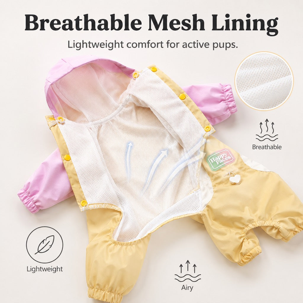 Paws in Awe Waterproof Dog Rain Suit for Rainy Walks - Full-Body Mud & Splash Protection image 9