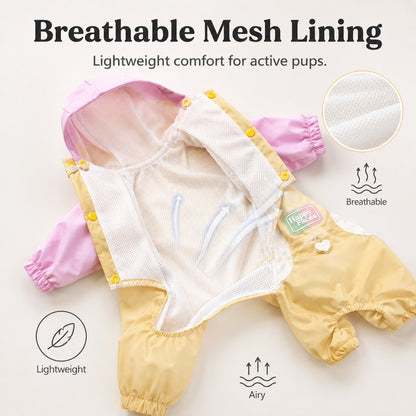 Paws in Awe Waterproof Dog Rain Suit for Rainy Walks - Full-Body Mud & Splash Protection image 9