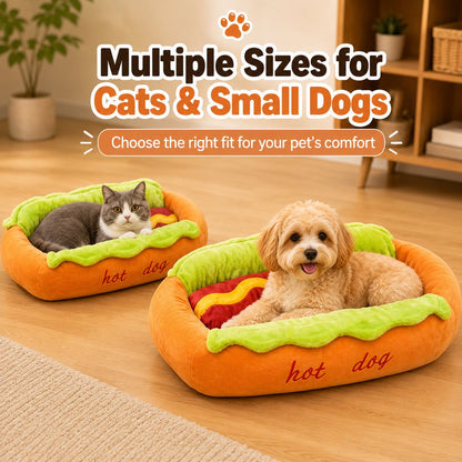 Paws in Awe Hot Dog Pet Bed for Cats & Small Dogs - Plush Bolster Bed with Removable Cushion for Cozy Indoor Naps image 5