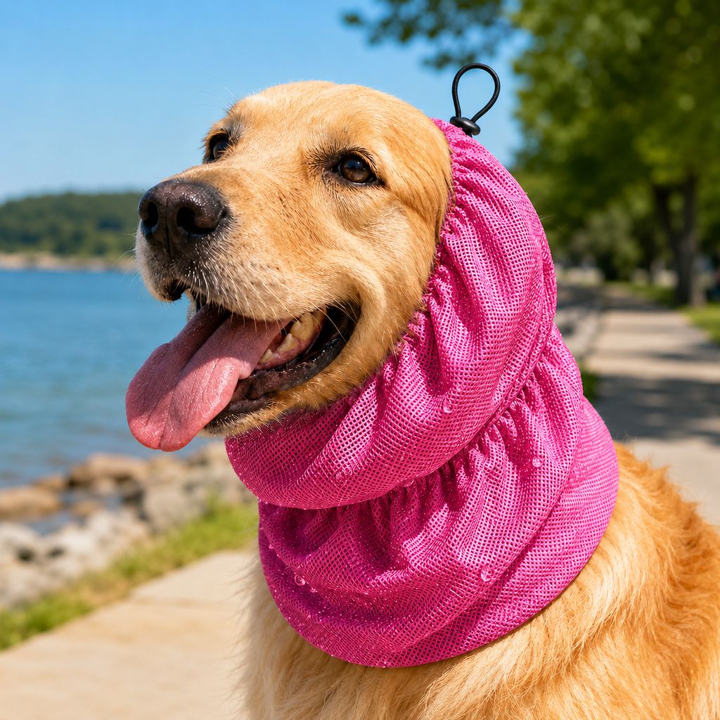 Paws in Awe Water-Activated Dog Cooling Snood for Summer Walks - Lightweight Neck & Ear Cooler for Hot Weather, Beach Days & Long-Fur Dogs image 12