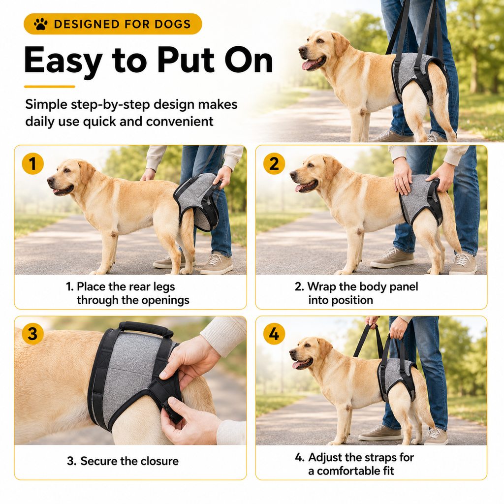 Paws in Awe Dog Rear Support Harness for Stairs, Walks & Car Rides - Mobility Lift Sling for Senior Dogs with Weak Hind Legs image 9