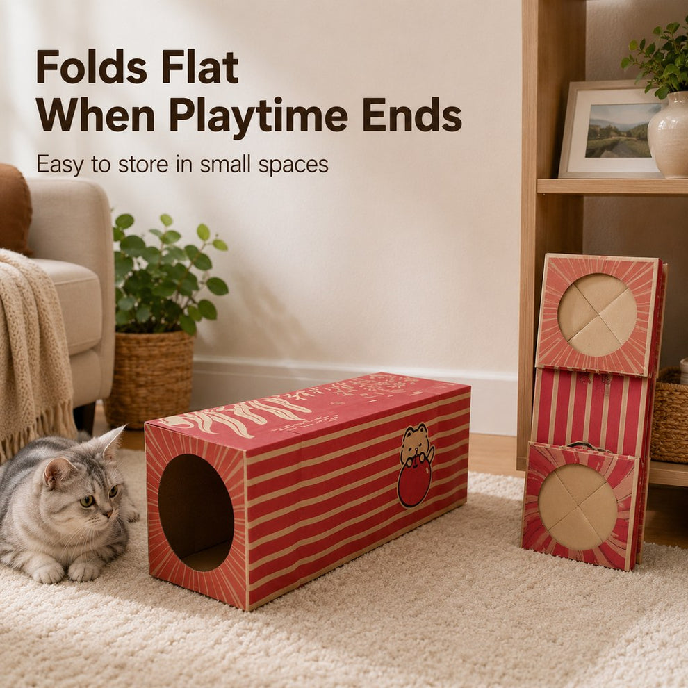 Paws in Awe Foldable Kraft Paper Cat Tunnel for Indoor Cats - Space-Saving Hide & Play Toy to Beat Boredom image 3