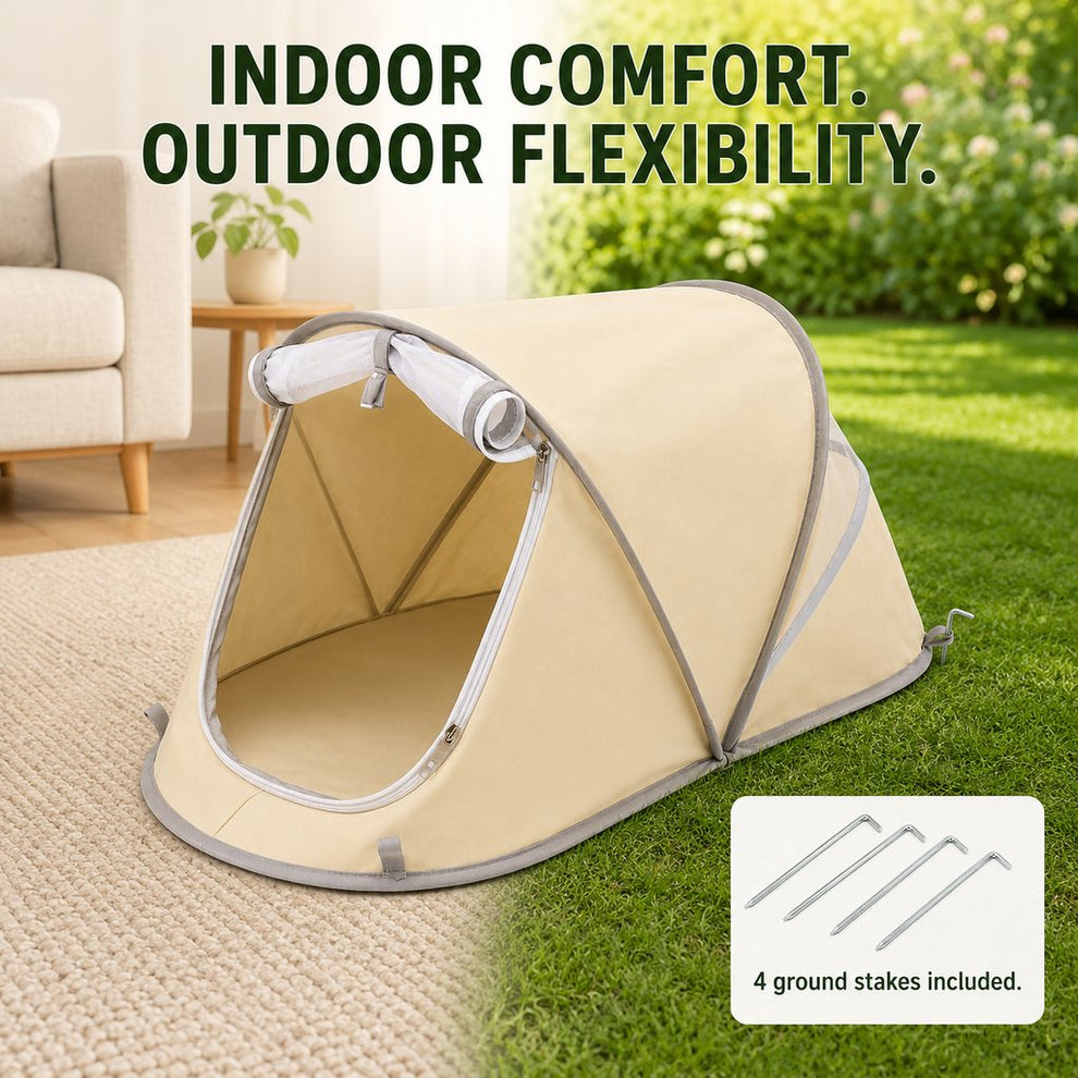 Indoor outdoor flexibility portable pet tent with stakes