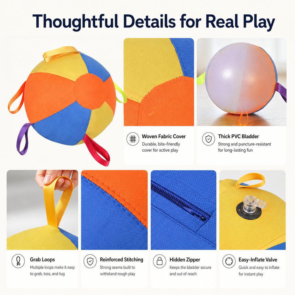 Paws in Awe Inflatable Dog Play Ball for Backyard & Indoor Play - Oversized Chase and Tug Toy to Burn Energy and Ease Boredom image 9