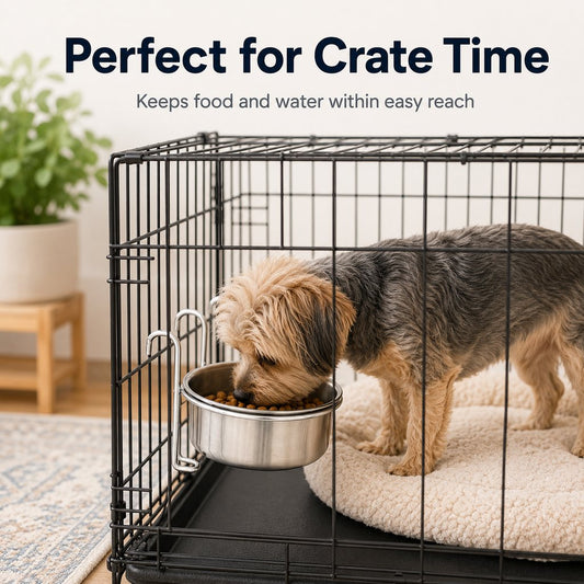 Paws in Awe Inside-Crate Stainless Steel Hanging Pet Bowl for Dogs & Cats - No-Tip Food & Water Bowl for Kennels image 2