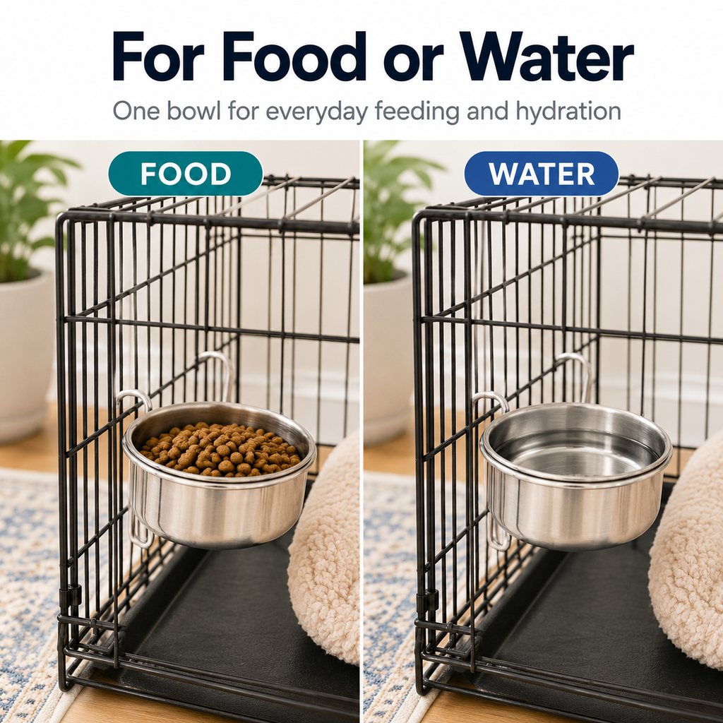 Paws in Awe Inside-Crate Stainless Steel Hanging Pet Bowl for Dogs & Cats - No-Tip Food & Water Bowl for Kennels image 4