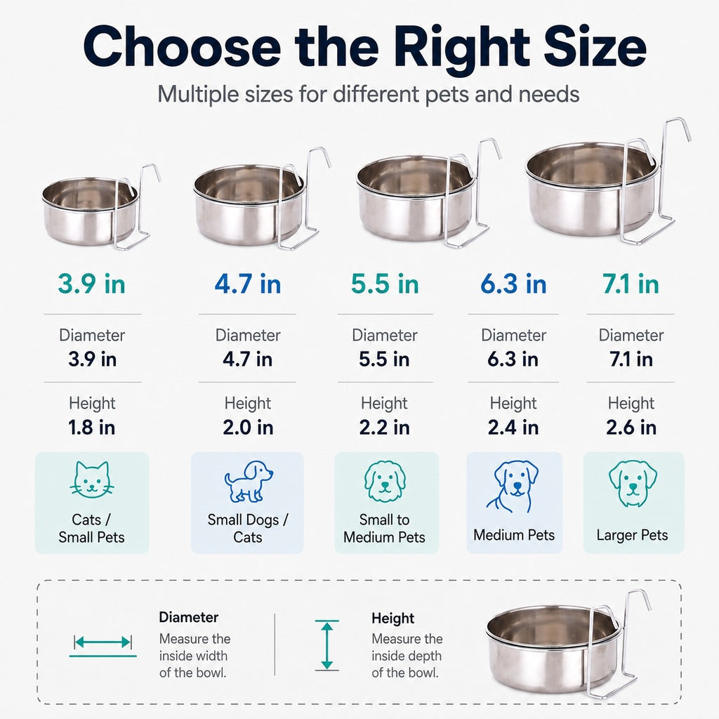 Paws in Awe Inside-Crate Stainless Steel Hanging Pet Bowl for Dogs & Cats - No-Tip Food & Water Bowl for Kennels image 8