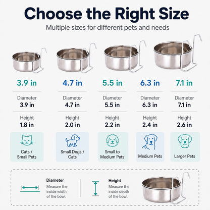 Paws in Awe Inside-Crate Stainless Steel Hanging Pet Bowl for Dogs & Cats - No-Tip Food & Water Bowl for Kennels image 8