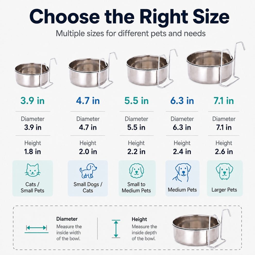 Paws in Awe Inside-Crate Stainless Steel Hanging Pet Bowl for Dogs & Cats - No-Tip Food & Water Bowl for Kennels image 8