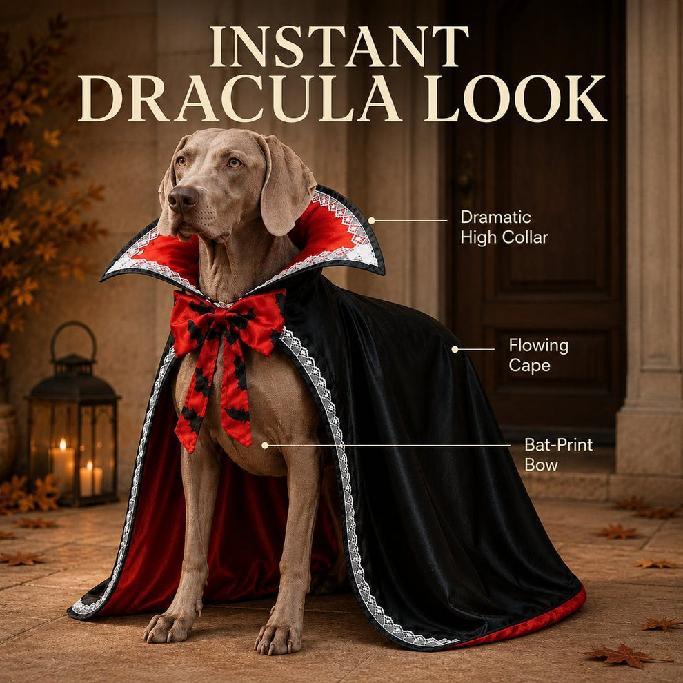 Instant Dracula look dog vampire cape features