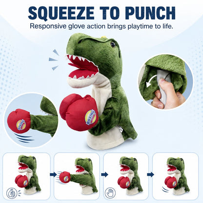 Squeeze to punch interactive boxing pet puppet feature