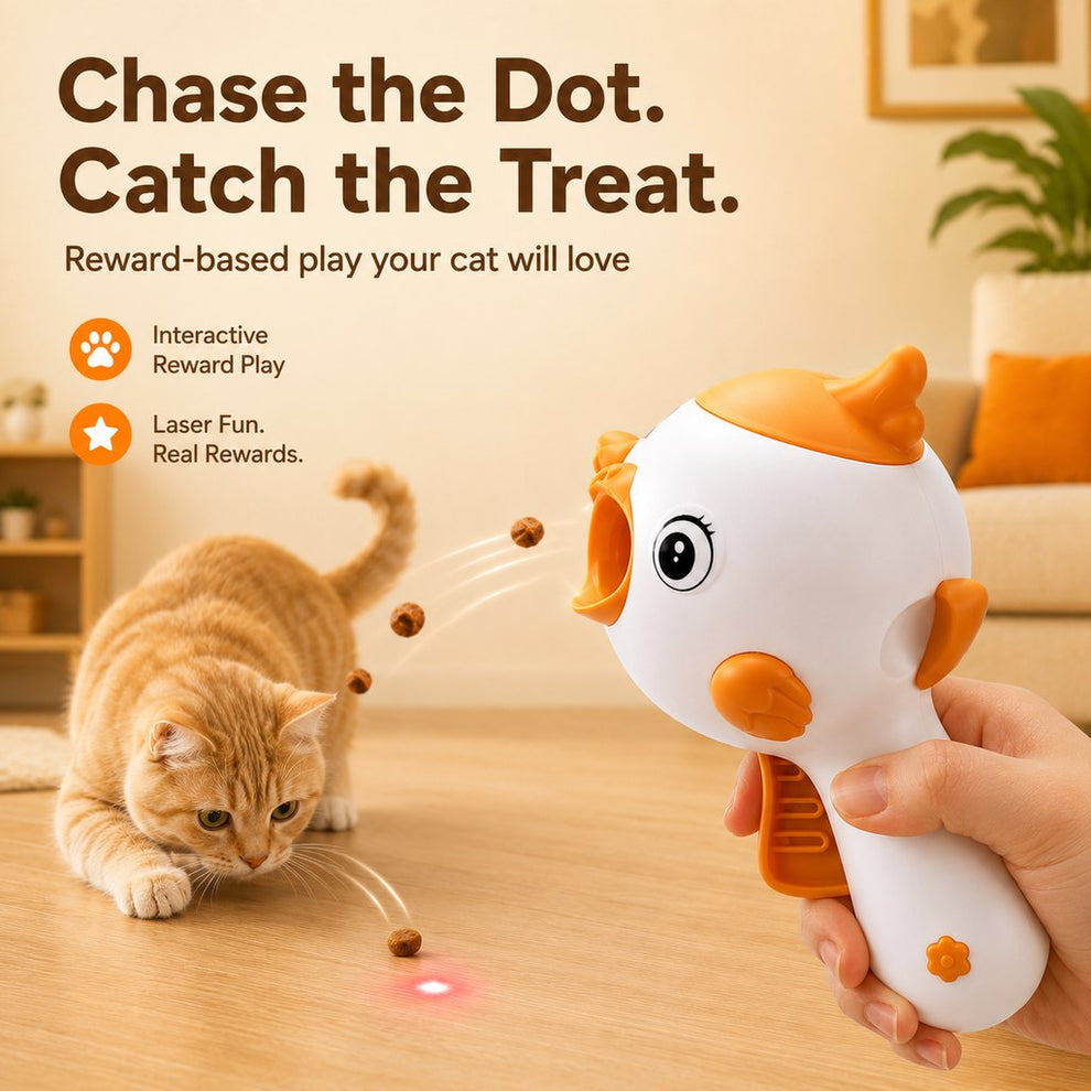 Interactive Cat Treat Launcher Toy with Laser - Indoor Cat Enrichment Game for Bored Cats, Exercise & Feeding Fun image 2