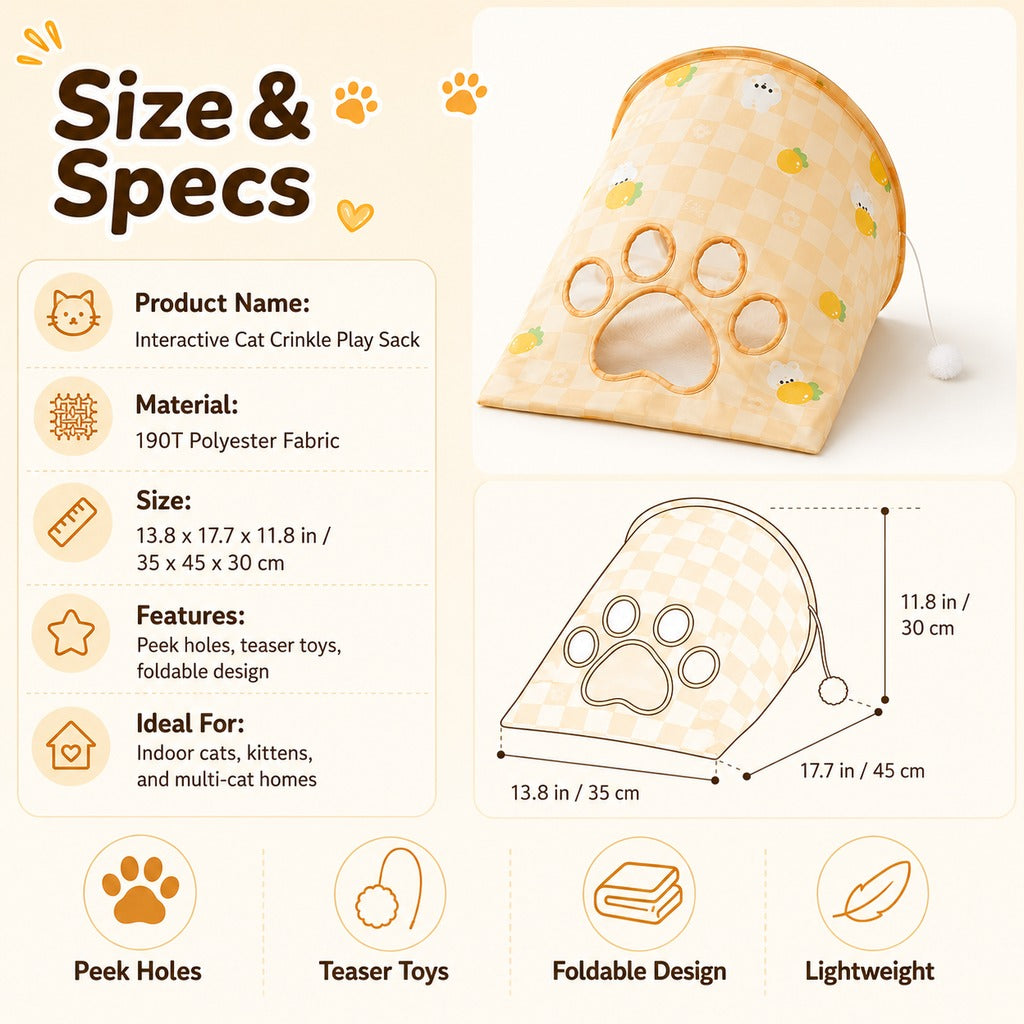 Paws in Awe Interactive Cat Crinkle Play Sack for Indoor Cats - Hide, Pounce & Stay Busy While You're Away image 8